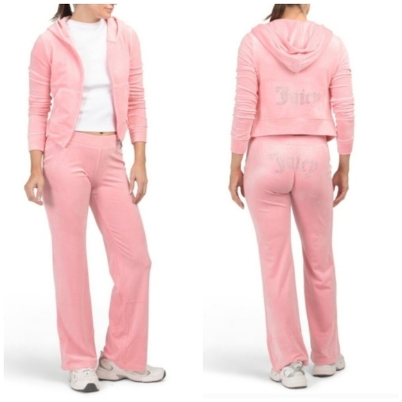 🔹️JUICY COUTURE🔹️ Flamingo Classic Velour Track Suit Joggers Sweats ✨️💗 - Picture 1 of 3